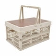 thumbnail image 6 of Foldable Picnic Basket, Large Capacity Camping with Handle and Movable Wooden Board, Plastic Car Trunk Organizer Portable Storage Basket for Outdoor Parties Home Parties(S 11.8 x 7, 6 of 7