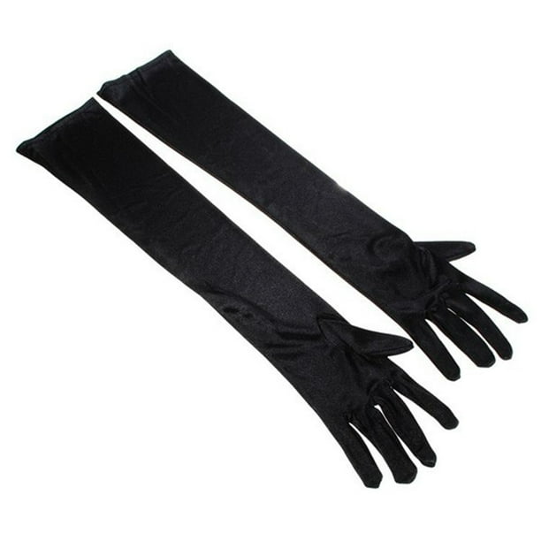 Sonducket 1 par de guantes de tela reutilizables de repuesto transpirables de Color sólido lavables de manga larga Cosplay guantes de boda para niñas Disfraces de disfraces Negro Sonducket AP013260-03