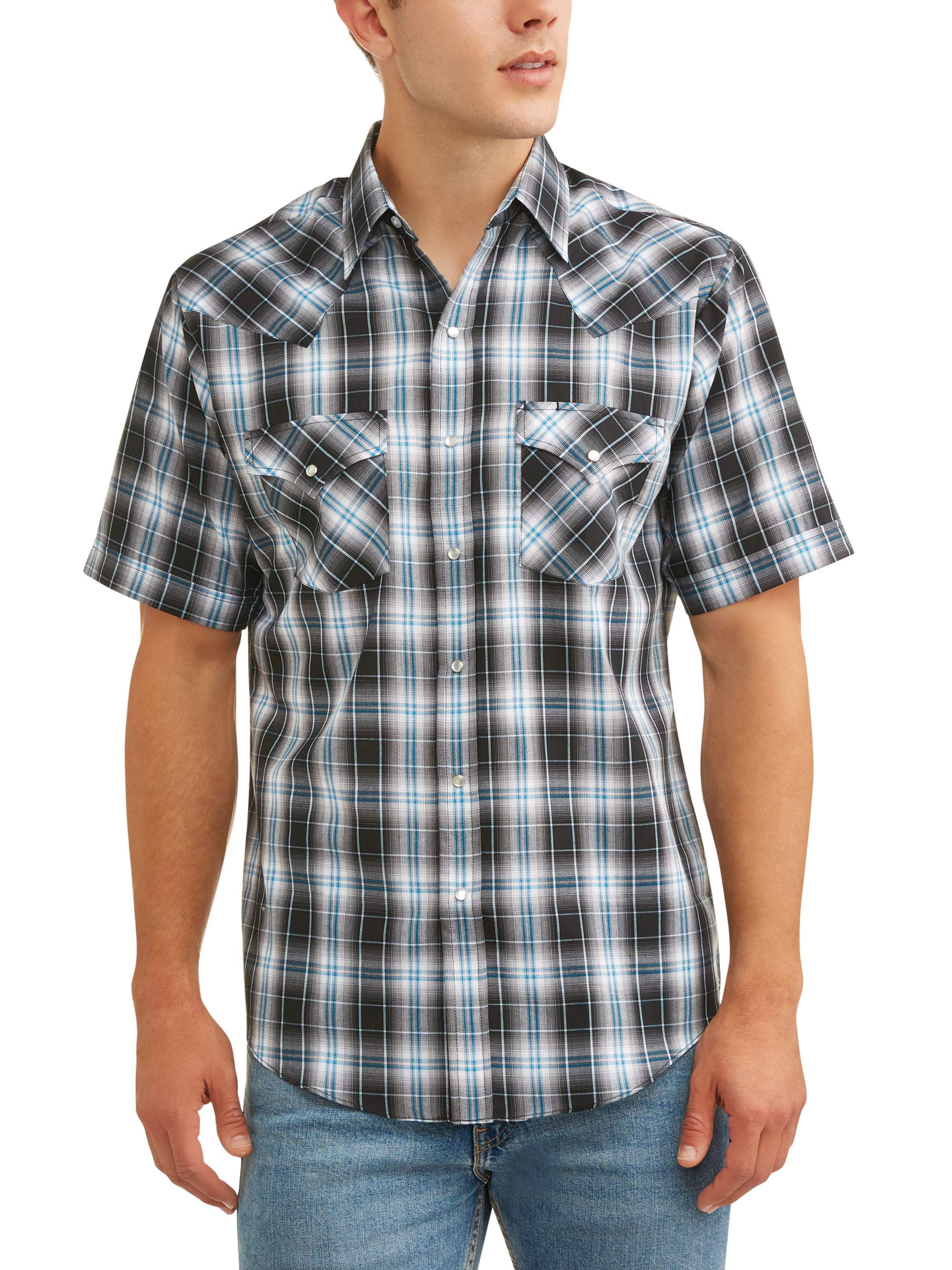 Plains Western Wear - Men's Short Sleeve Plaid Western Shirt - Walmart ...
