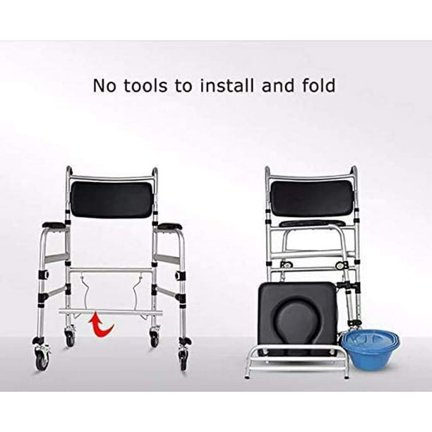 Height Adjustable Wheeled Shower Commode Chair, Folding