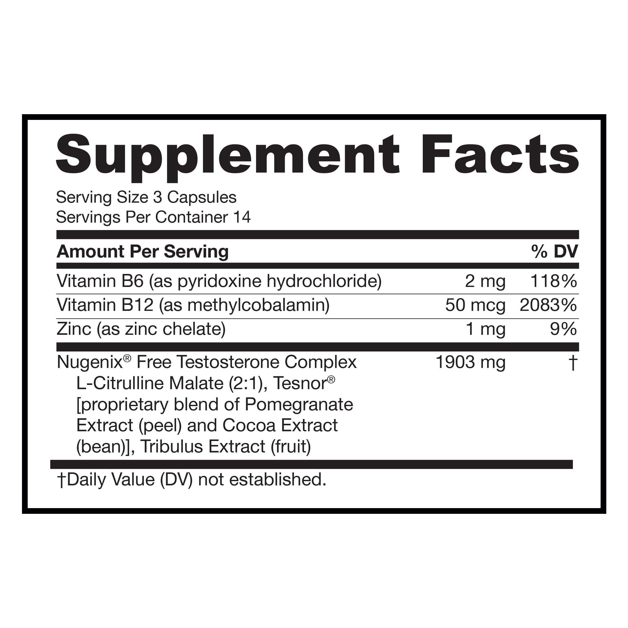 Nugenix T-Booster Free Testosterone Booster for Men, Hormone Supplement, 42 Capsules, 14 Day Supply
