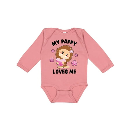 

Inktastic My Pappy Loves Me with Bigfoot Gift Baby Girl Long Sleeve Bodysuit