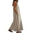 thumbnail image 6 of YuXingFu Denim Dress for Women Mid-Length Plus Size Womens Dress Sleeveless Solid Color Casual Summer Beige XL, 6 of 8