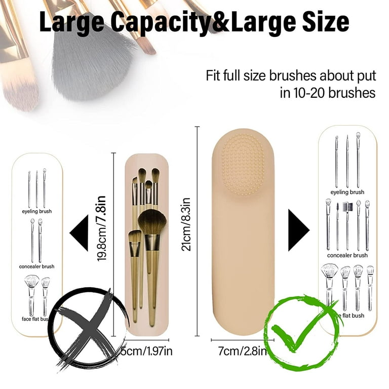 Silicone Makeup Brush Holder, Makeup Brush Travel Case, Strong Magnetic  Buckle Portable Cosmetic Brushes Holders, Volume Upgrade (Apricot)
