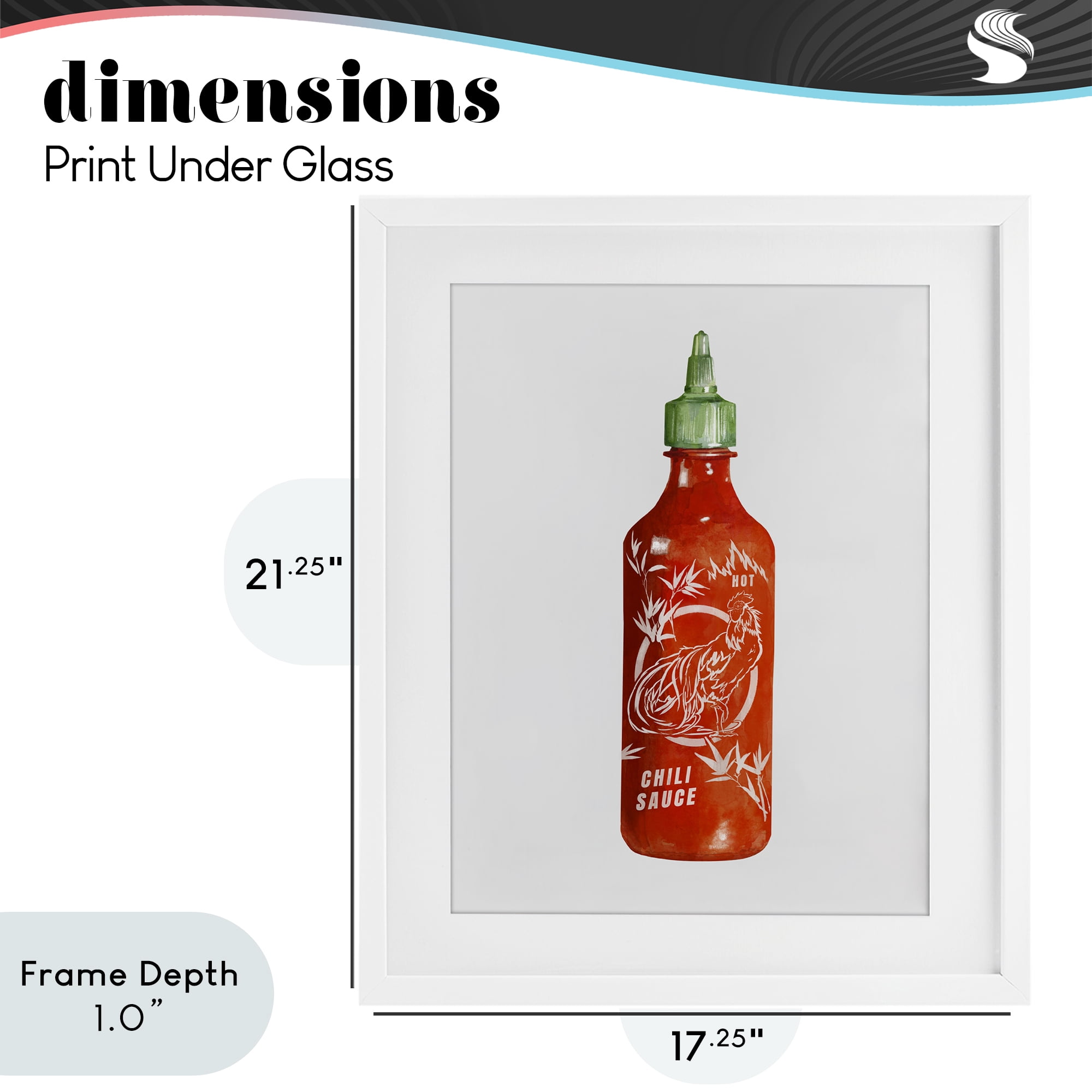 Stupell Industries Iconic Hot Sauce Bottle White Framed Print Under Glass, design by Rylen McNett