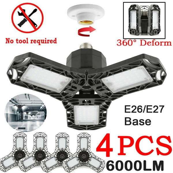 4 Pack Garage Light 60w 8000 Lumen 6500k Ceiling Lights Led Utility For Basement Home Fixture50 000 Hours E26 E27 Deformable Bright Com - Deformable Led Garage Ceiling Lights 8000 Lumens 4 Pack Garage Light 60w 8000 Lumen 6500k Ceiling Lights Led Utility For Basement Home Fixture50 000 Hours E26 E27 Deformable Bright Com - Deformable Led Garage Ceiling Lights 8000 Lumens