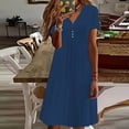 thumbnail image 1 of SuoKom Womens Maxi Dresses Summer Dress Solide Décontracté Col en V Manches Courtes Vacances Bouton Dress Summer Maxi Dress en Liquidation, 1 of 6
