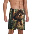 thumbnail image 2 of Fotbe Jungle Hat Bear Pantalones Cortos de Pijama para Hombre, Ropa de Dormir, Pantalones de Pijama Cortos para Hombre-Small, 2 of 6