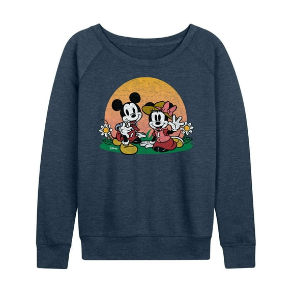 Disney - Mickey & Friends - Minnie & Mickey Enjoy the Sunset - Women's Lightweight French Terry Long Sleeve Shirt