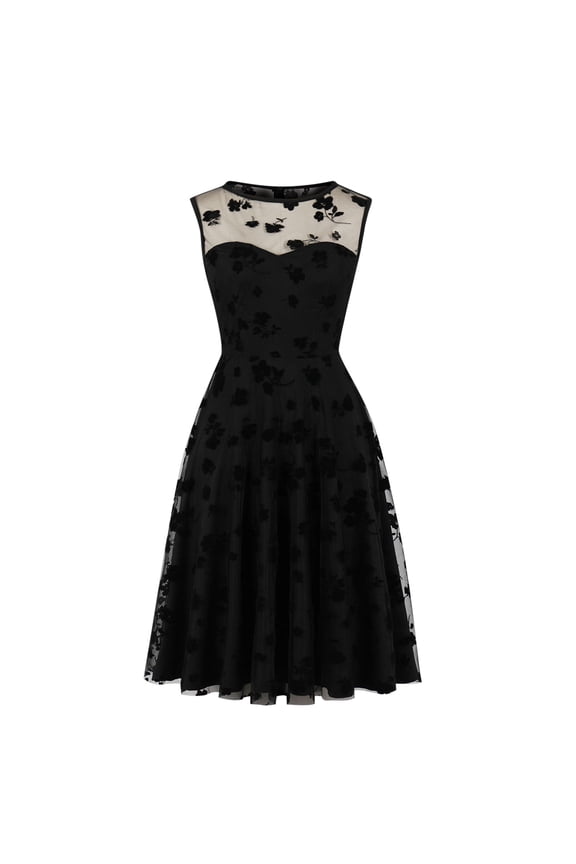 Empire Dress For Women Round Neckline Fashion Casual Mesh Embroidery Temperament Elegant Fashion Retro Zipper Dress Solid Color Empire Waist Sleeveless Dress
