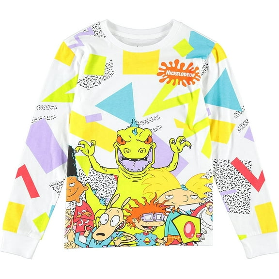 rugrats Nickelodeon Boys Long Sleeve T-Shirt - All Over Print Design T-Shirt