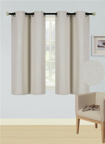 2 PANELS GROMMET HEAVY THICK 100% UNLINED BLACKOUT WINDOW CURTAINS K68 WHITE 