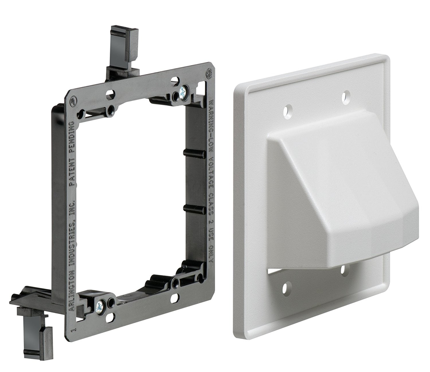 1-Gang Screw Less Low Voltage Wall Plate with Mounting Bracket 2-Pack, White 