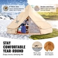 thumbnail image 3 of 4 Season 3m 9.8ft Canvas Bell Yurt Tent with Stove Jack Breathable for 4 Person Family Camping Outdoor Hunting Party, 3 of 6