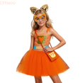 thumbnail image 2 of LYHaoo Kids Girls Halloween Tulle Dresses with Headband and Bag 4PCS Set Performance Party Outfits(8-9 Years), 2 of 7