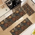 thumbnail image 5 of Boho Vintage Floral Print Kitchen Rugs Sets of 3,Non Slip Rubber Kitchen Mats for Floor Farmhouse Washable Kitchen Area Rugs Floor Carpet Runners for Hallway Laundry Room,Brown/PeachPuff/Green, 5 of 6
