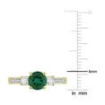 thumbnail image 3 of 4/5 Carat (ctw) Lab-Created Emerald Ring with White Sapphires in 10K Yellow Gold, 3 of 5