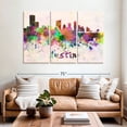 thumbnail image 2 of Elephant Stock Austin Skyline Colors Wall Art - Horizontal Multi Panel Canvas - Living Room Wall Decor - City Multi Panel - Purple And Green Decor - 65" x 42", 2 of 8