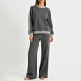 thumbnail image 4 of Women's Long Sleeve Sweatshirt Sets 2 Piece,Crew Neck Long Sleeve pullover Tops,Side Stripe High Waist Wide Leg Pants Pocket,Fall Tracksuit,Weekend Casual Outfits, 4 of 5