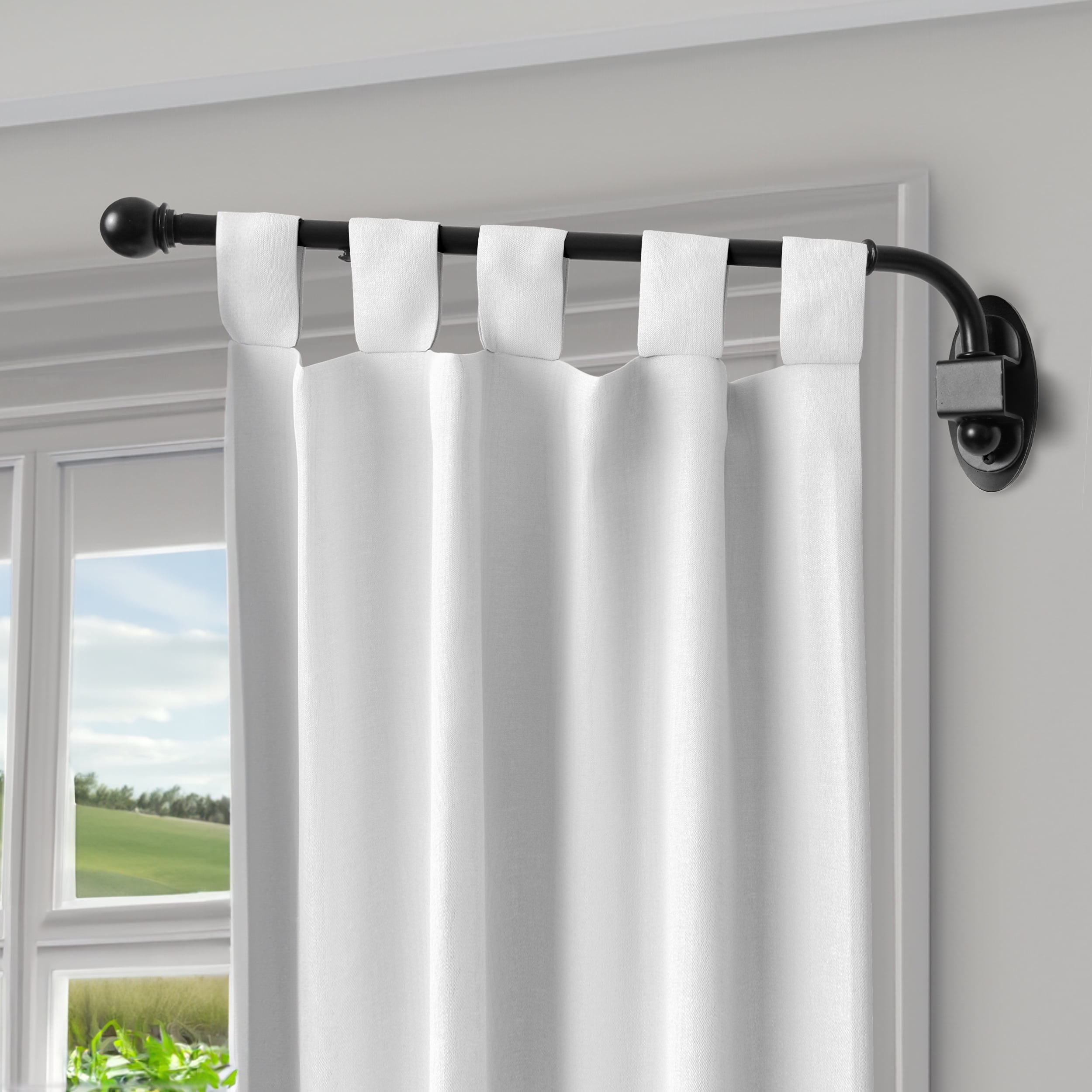 MERIVILLE 14"-24" Swing Arm Curtain Rod, 1/2" Diameter, Black, 2 Pieces