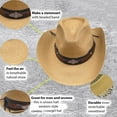 thumbnail image 3 of Straw Cowboy Hat Men Cowgirl Hats Women Sun Hat Sombreros Vagueros Classic Western Accents, 3 of 8