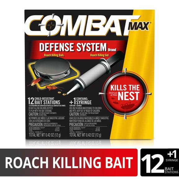 Combat Max Defense System Small Roach Killing Bait 12 Ct   Roach Killing Gel Syringe 12g