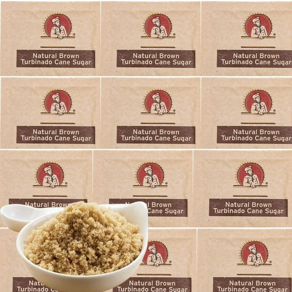 Chef's Quality Natural Brown Turbinado Cane Sugar Packets – Pure Cane Sugar, Rich Molasses Flavor, Raw Sugar, Ideal for Coffee, Tea, Desserts & Baking – 50 Count