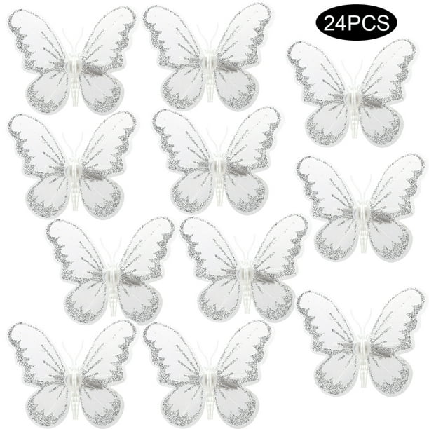 Download 24 Pcs 3d Sequins Butterfly Hair Clips For Christmas Tree Headband Artificial Flowers Wedding Bride Ornaments Jewelry Walmart Com Walmart Com