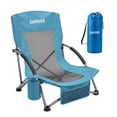thumbnail image 1 of Low Reclining Beach Chair for Adults – Portable and Compact Travel Design with Breathable Mesh and Cup Holder – Ideal for Outdoor Camping and Festivals, Blue, 1 of 8