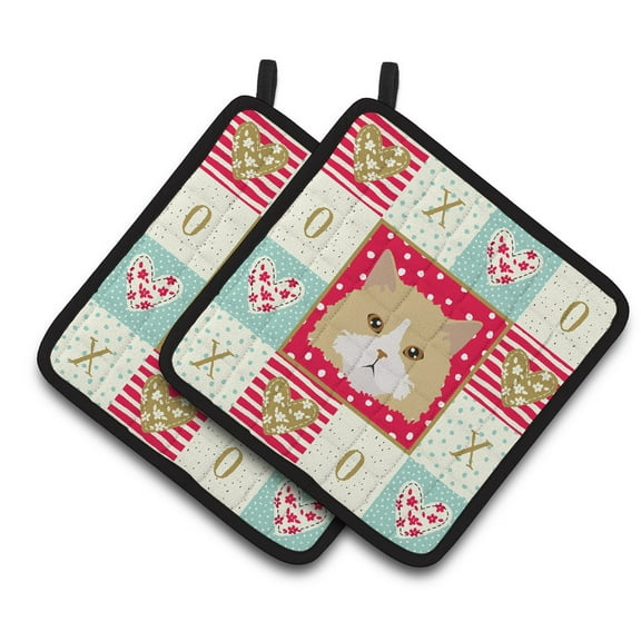 Carolines Treasures CK5140PTHD Oregon Rex Cat Love Pair of Pot Holders, 7.5HX7.5W, multicolor