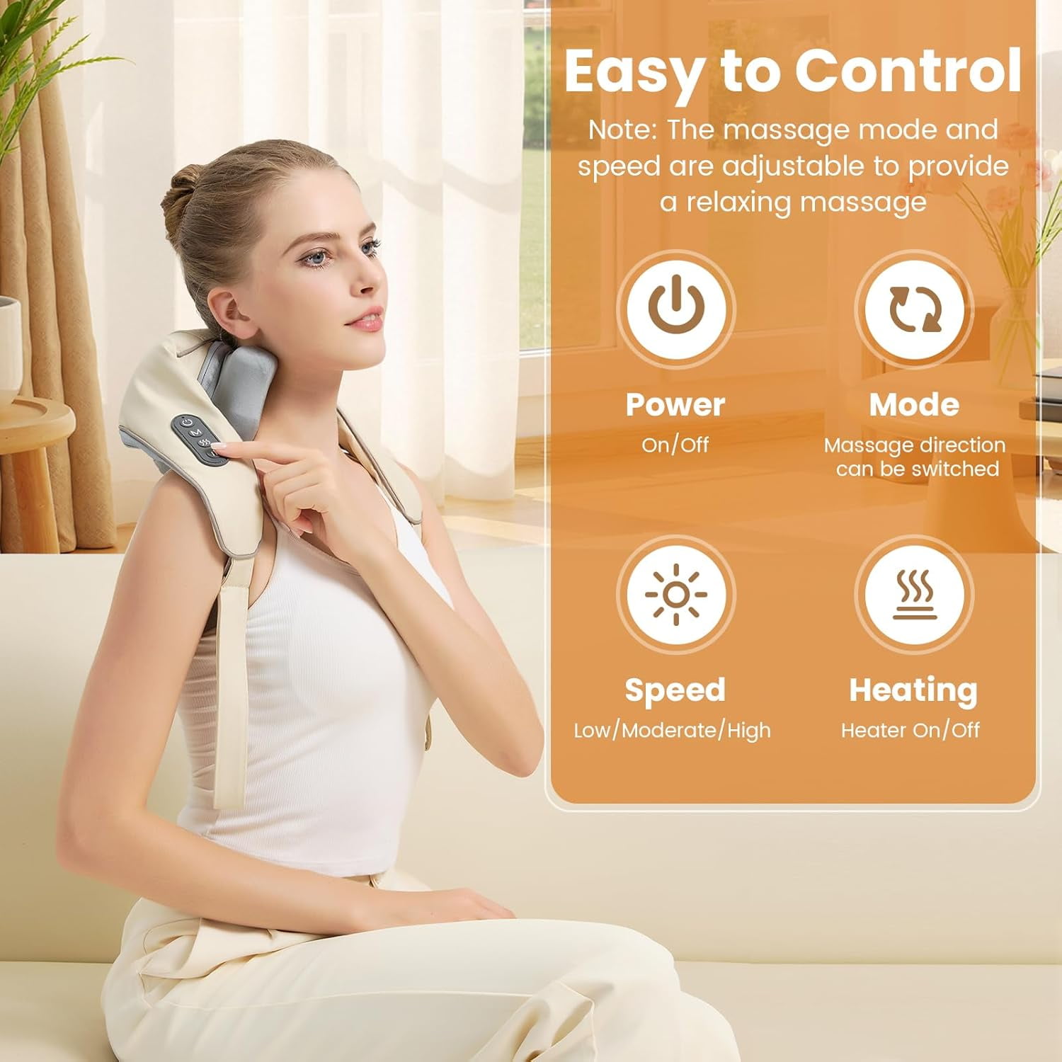 Noxa Neck and Shoulder Massager,4D Neck Massager for Pain Relief Deep Tissue, Kneading Shiatsu Neck and Shoulder Massager with Heat, Mothers Day Gifts for Women Fathers Day Men