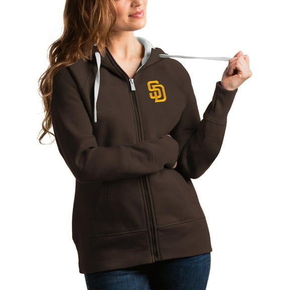 Women's Antigua Brown San Diego Padres Victory Full-Zip Hoodie