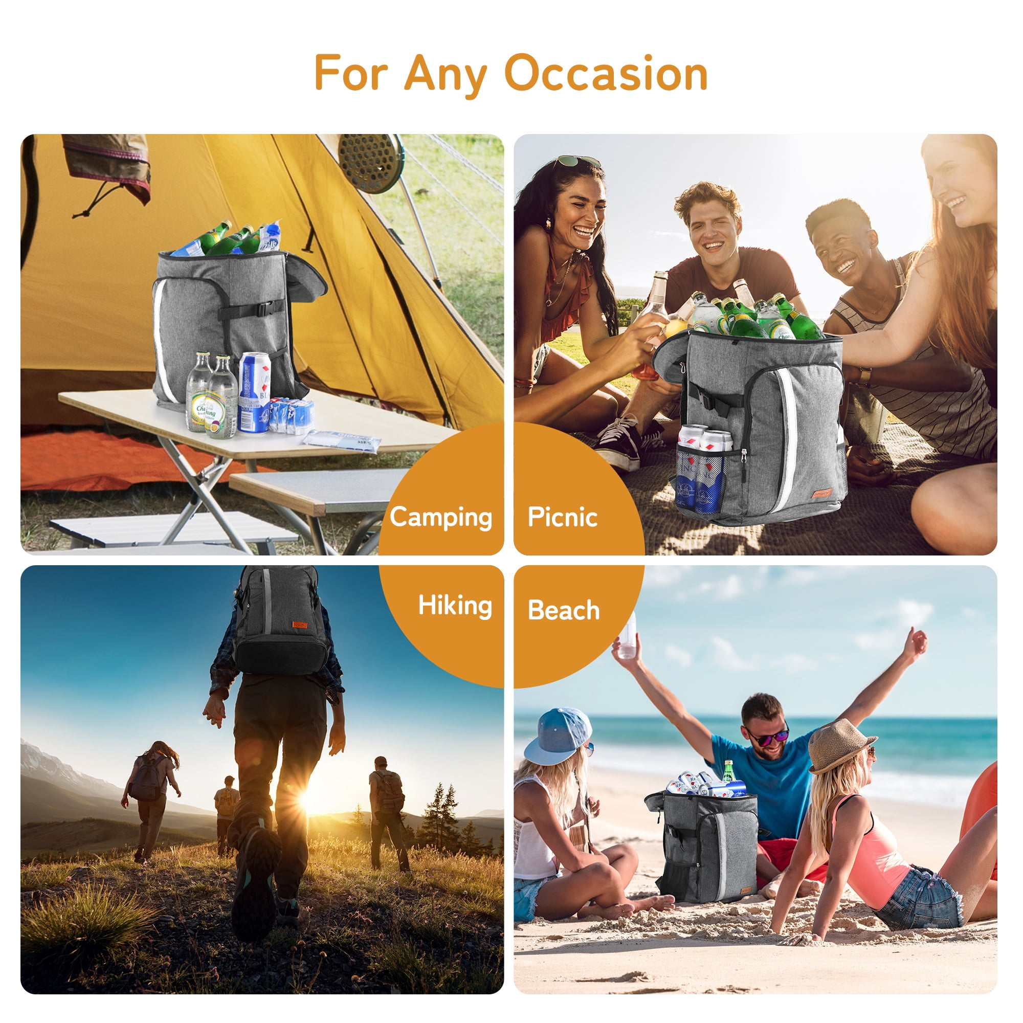 Besrey Backpack Cooler 39 Cans Large Capacity Storage, Leakproof Cooler Bag for Camping Hiking