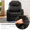 thumbnail image 3 of Power Recliner Chair with Massage and Heat, Electric Recliners with LED Lights, Cup Holders, Side Pocket, USB Port, Home Theater Seating for Living Room, Brown, 3 of 8