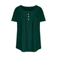 thumbnail image 4 of Mittory Women's Plus Size Henley Shirts Pleated Buttons Up Tunics Summer Short Sleeve Flowy Tops, 4 of 5