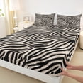 thumbnail image 3 of Homewish Teens Female Men Women Zebra Print 4 Pieces Queen Sheet Sets,Jungle Animal Stripes Ultra Soft Flat Sheet,Woodland Wildlife Print Queen Fitted Sheet,Lightweight Room Decor, 3 of 7