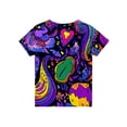 thumbnail image 2 of Abcomgle Girls Summer Tshirts 4-16 Summer Short Sleeve Toddler T-Shirt Colorful Graffiti Print Tshirt Fashion Crewneck Cotton Tee Tops Girls,Royal Blue,5-6Years, 2 of 5
