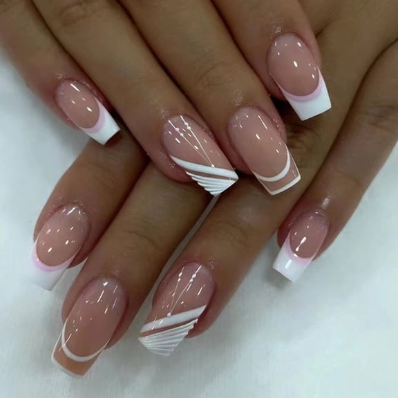 24Pcs False Nails Long Wearable Fake Nails Full Covers Acrylic Nails Tips for Women