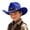 Blue, variant on Kids Cowboy Hat Playful Western Style Fedora Hat For Little Boys And Girls Outdoor Party Casual Sun Protection