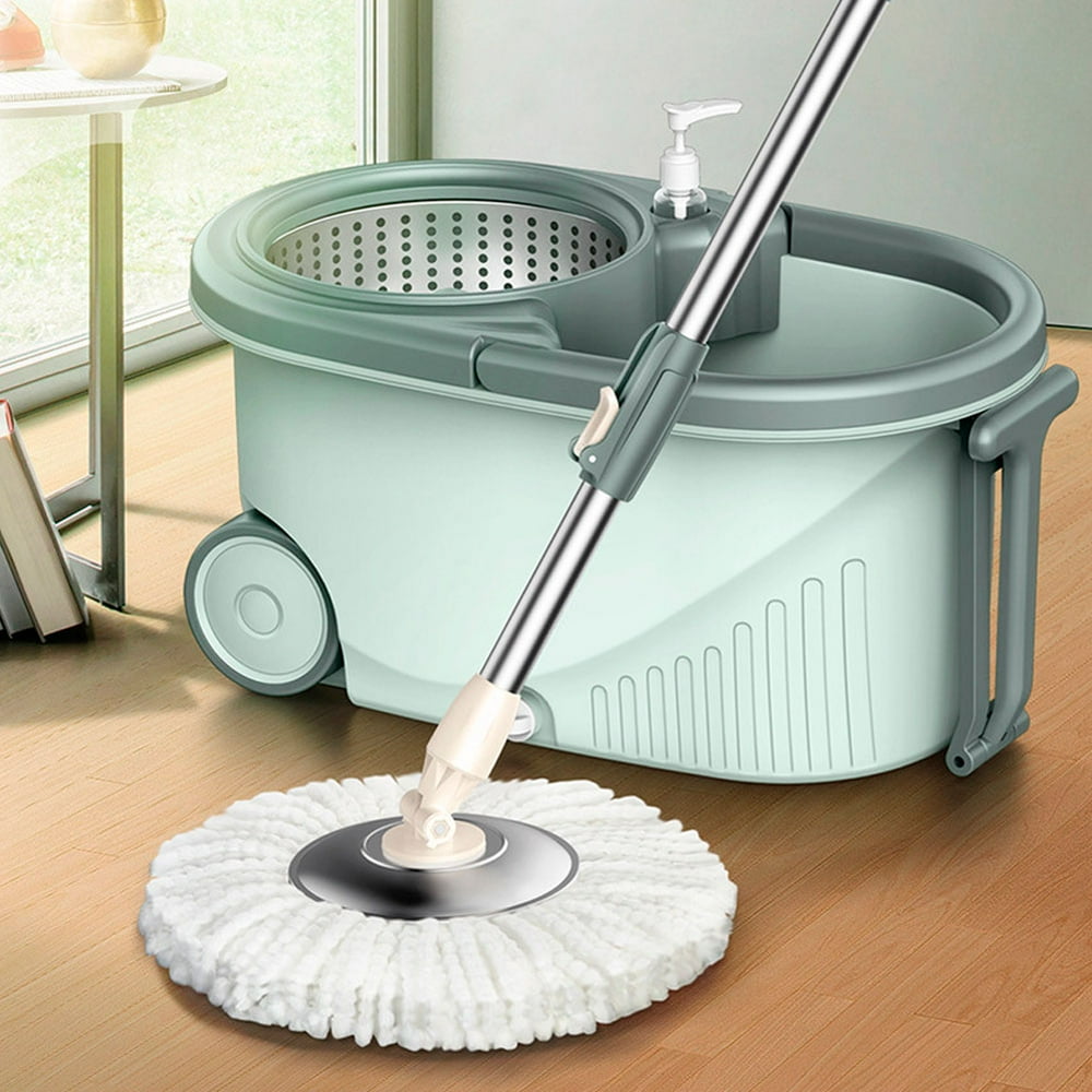 Tebru 360° Rotating Spin Mop Microfiber Mop Head Bucket Dry Wet Floor ...