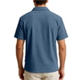 thumbnail image 3 of Yifymode Men's Cotton Blend Ribbed Short Sleeve Polo Shirt, Three-Button Placket Classic Casual Fit Top Navy 2XL, 3 of 3