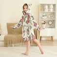 thumbnail image 4 of FORMRS Niños Bathrobe Unisex Hooded Robe Soft Plush Pajamas Sleepwear, Size 7-9T, Red Christmas Poinsettia, 4 of 7