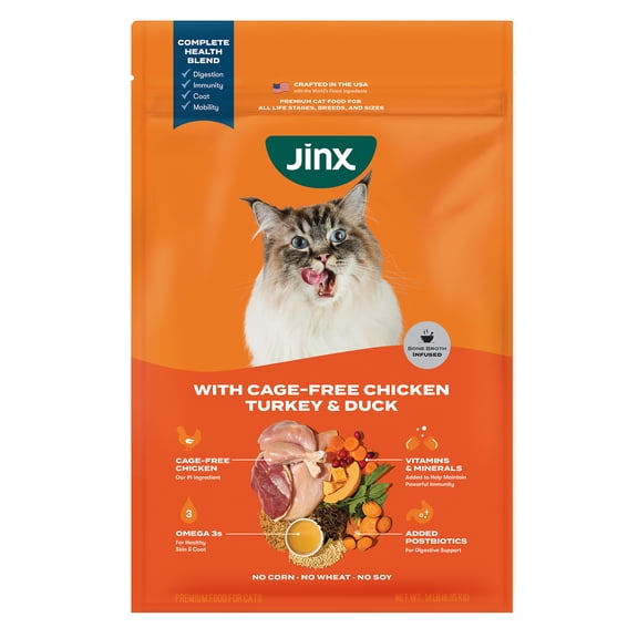 Jinx Cage-Free Chicken, Turkey, Duck Dry Cat Food, 14 lb
