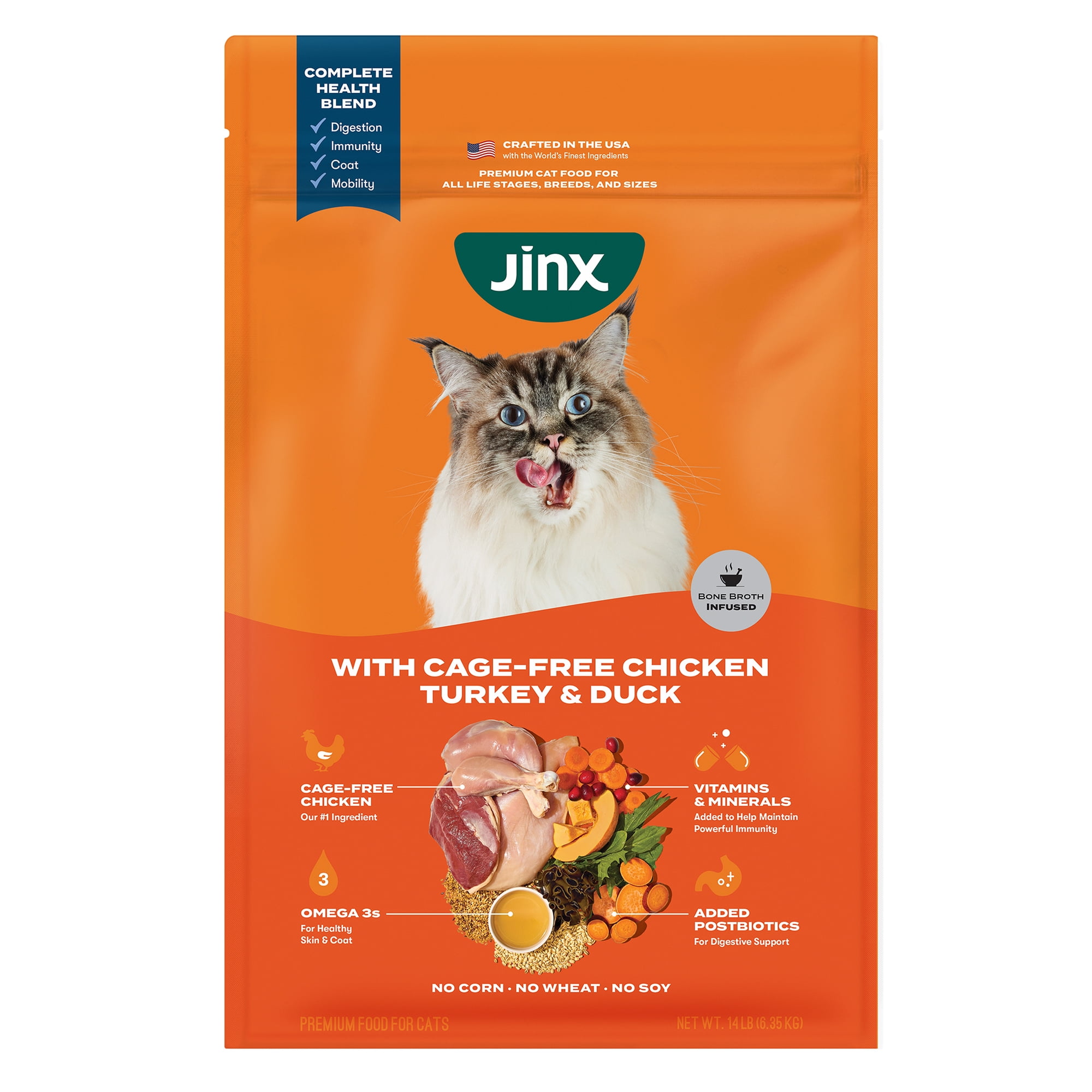 Jinx Cage-Free Chicken, Turkey, Duck Dry Cat Food, 14 lb Bag