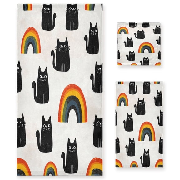 Three-Piece Towel Set Face Towel Towel Set Hand Towel Bath Towel Cotton Bath Towels Bath Towel Sets Hand Bath Towels Cat Seamless