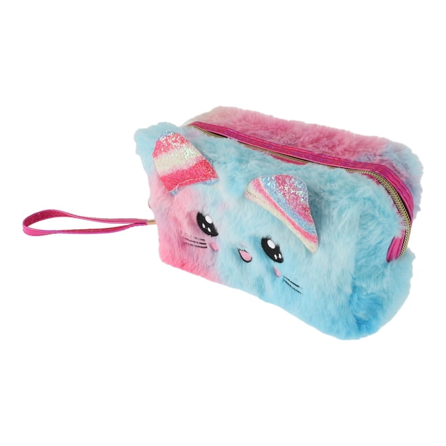 1 Pc Bolsa de Maquillaje Linda de Gato para Mujeres para Viajes Vacaciones Camping Rosa Azul Amarillo de Felpa