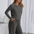 thumbnail image 6 of YOIAVAIOY Womens Workout Sets Long Sleeve Cropped Tops and Wide Leg Pants 2 Piece Sports Gym Sweat Set Casual Athletic Matching Sets Dark Gray XL, 6 of 9