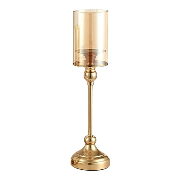 Candelabro de cristal con base de metal para escritorio, candelabro votivo para el hogar o la boda. L