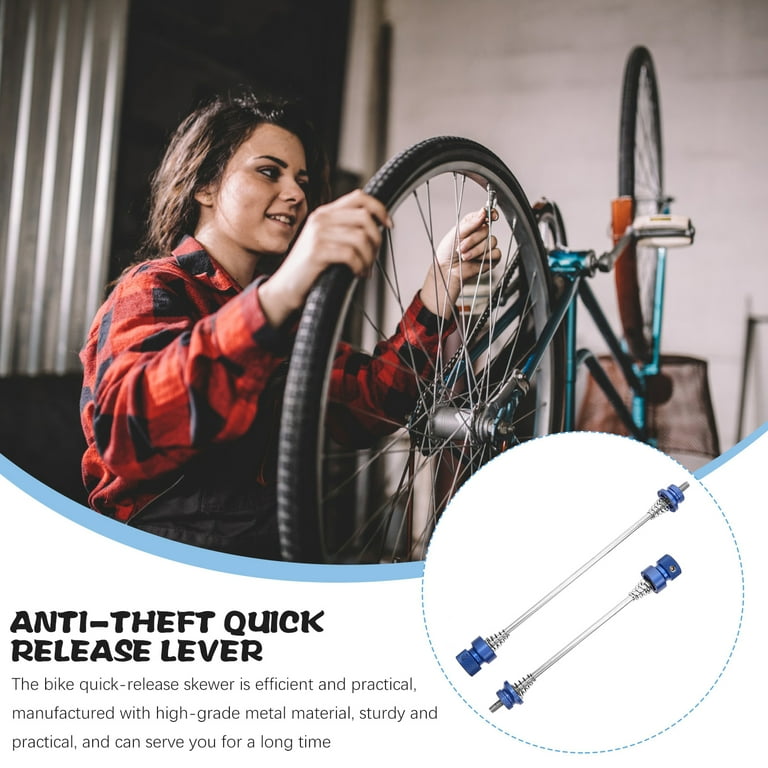 Anti Theft Quick Release Lever Metal Bike Wheel Locks Electric Part Locking Skewer Replacement Size 15.8x1.8cm Blue