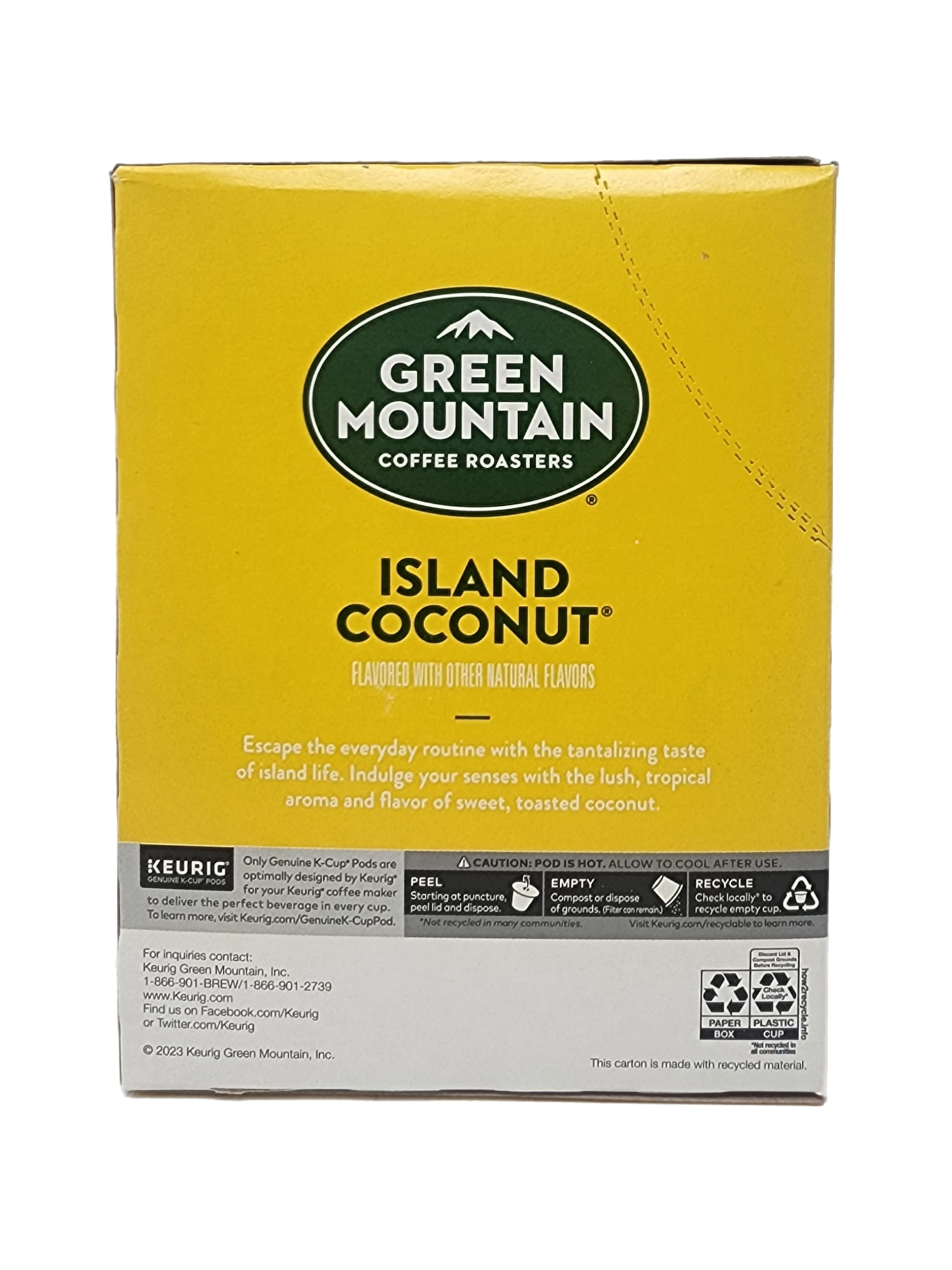 Green Mountain Island Coconut and Toasted Marshmallow Coffee K Cup Pods Variety Pack , 24 K Cups Per Flavor